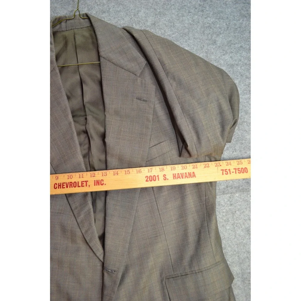 VTG Polo Ralph Lauren Blazer Men 46 Brown Plaid Strip Wool Sport Coat Jacket USA